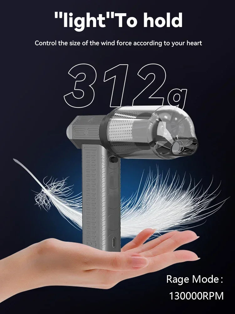 130000RPM Turbofan Air Blower Mini Turbo Jet Fan Brushless Motor Handheld Duct Fan Portable Charging Cleaning Car Vacuum ＆Dryer