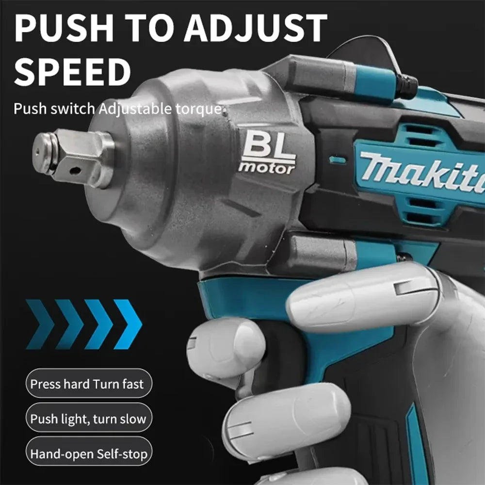 Makita 1000Nm Brushless High-Efficiency 18V Impact Wrench, Torque, Reduces Tire Change Time,Truck tire tool, Lug nut removal