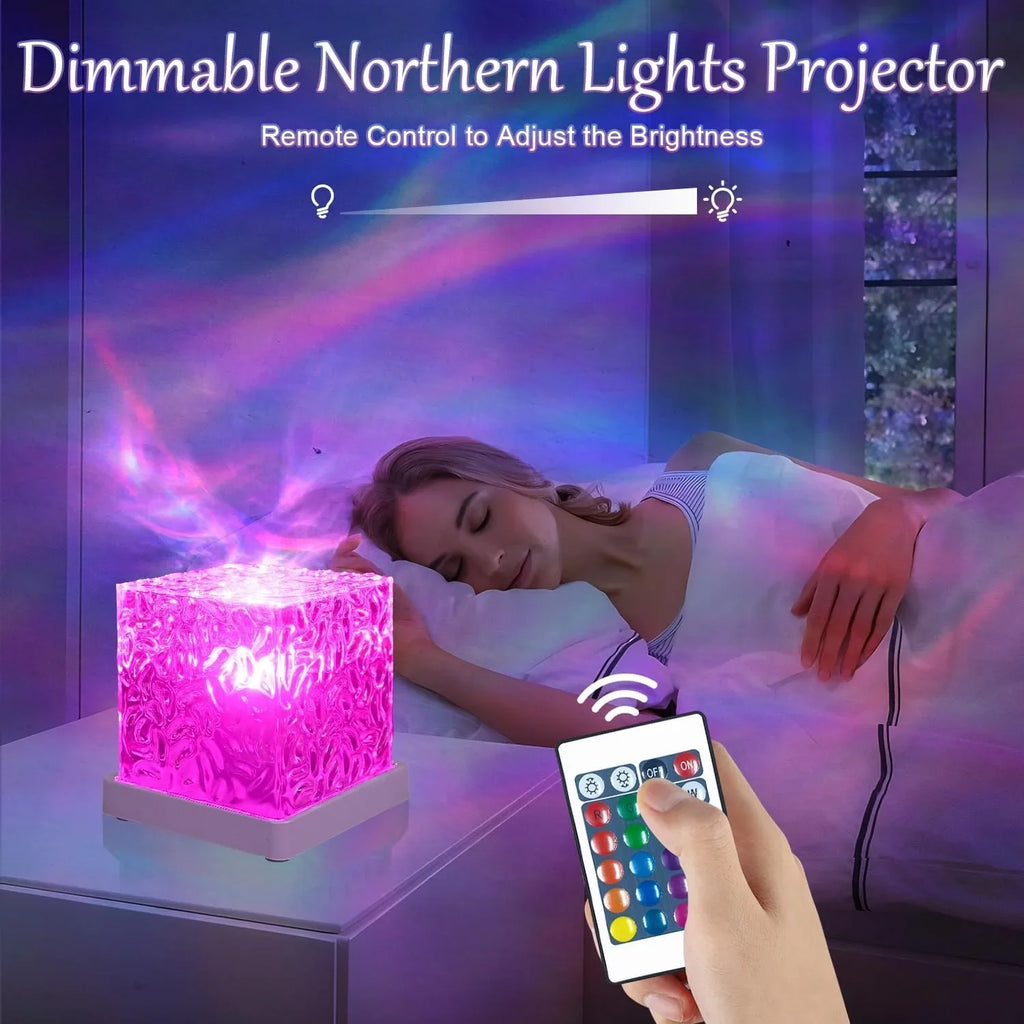 Ocean Wave Projector Light, 16-Color Luminor the Cube Lamp & App Remote, 3D Holographic Water Ripple Romantic Ambient Lighting