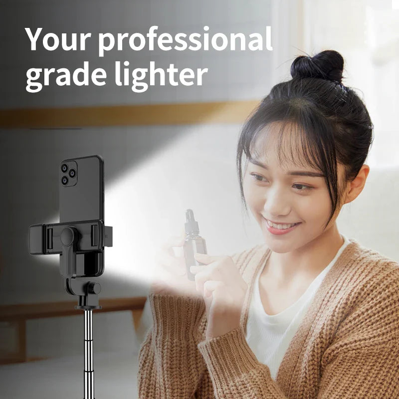 3 In 1 Wireless selfie stick Tripod With Fill Light Bluetooth Shutter Remote Control Portable Foldable Monopod For Smart Phone