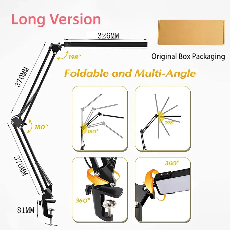 NEW 2026 3 Mode Dimmable LED Desk Lamp with Clamp, 10 Level Brightness Adjustable, Flexible Gooseneck for Study/Office/Bedroom