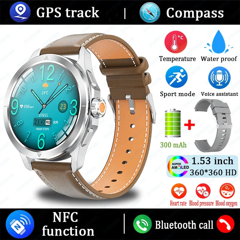 Original S4 Ultra Smart Watch Men  AMOLED Outdoor Sport NFC GPS Track Heart Rate Waterproof Bluetooth Call Smart watch 2025 New