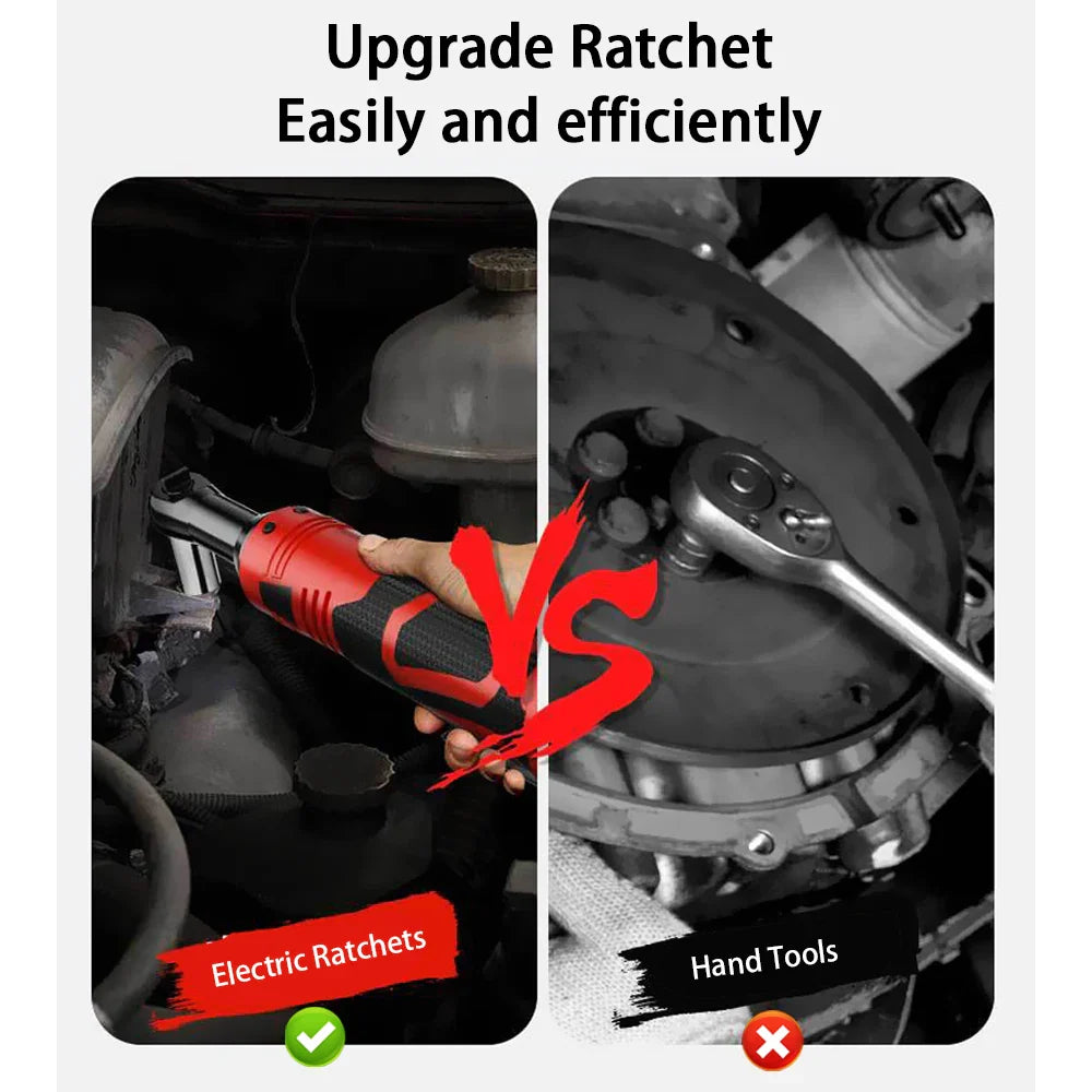 Extended 18V Electric Ratchet Cordless 90 Degree Right Angle Torque Lithium-Ion Wrench Auto Repair Tool Set