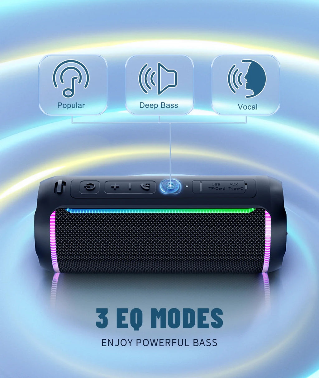 Ortizan X30 Portable Bluetooth Speaker 40W Outdoor IPX7 Waterproof Bass Boost Sound Box 3-EQ TWS Dual Pairing BT5.3 RGB Lights