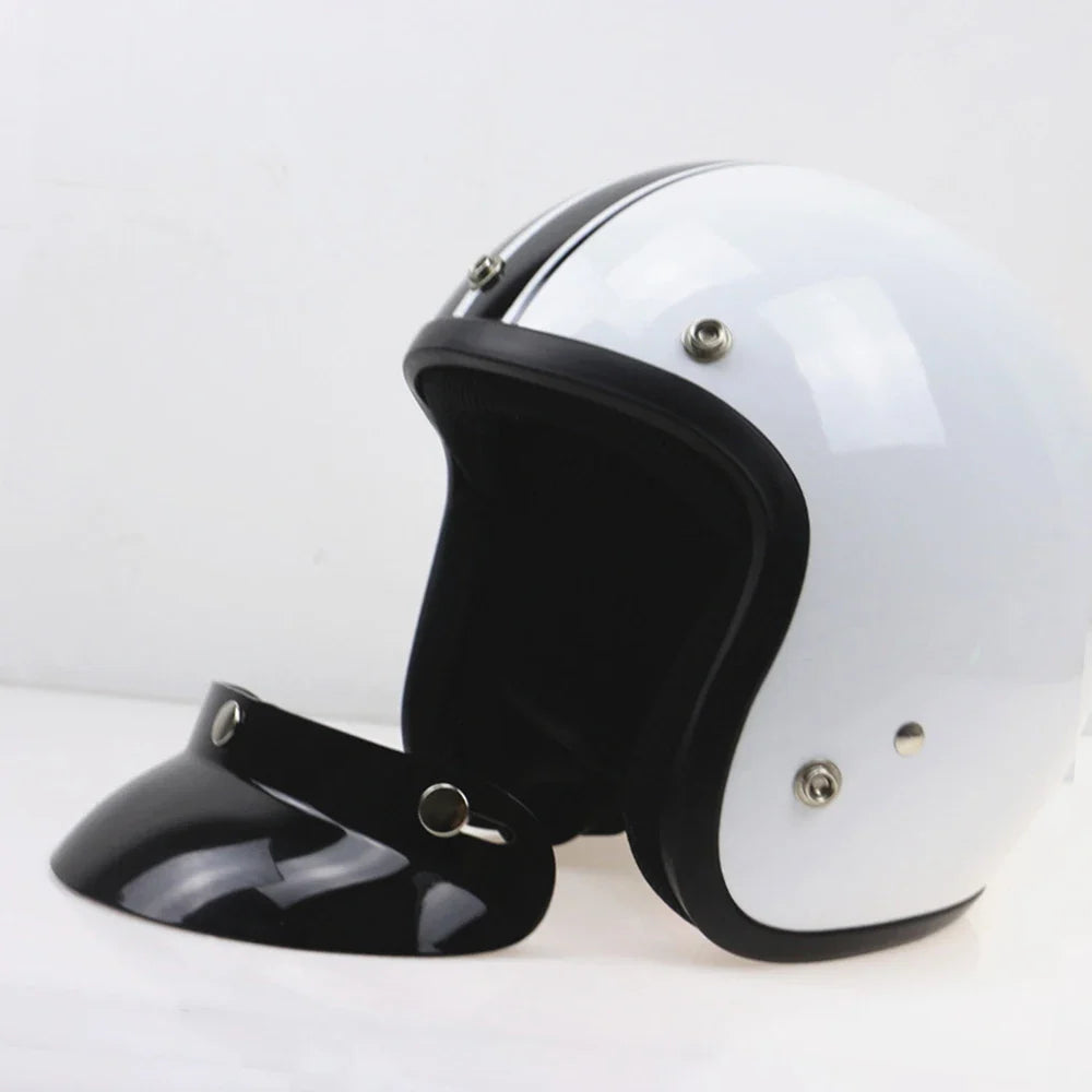 Universal Black 3-Snap Motorcycle Helmet Peak Lens Open Face Sun Shade Visor Shield