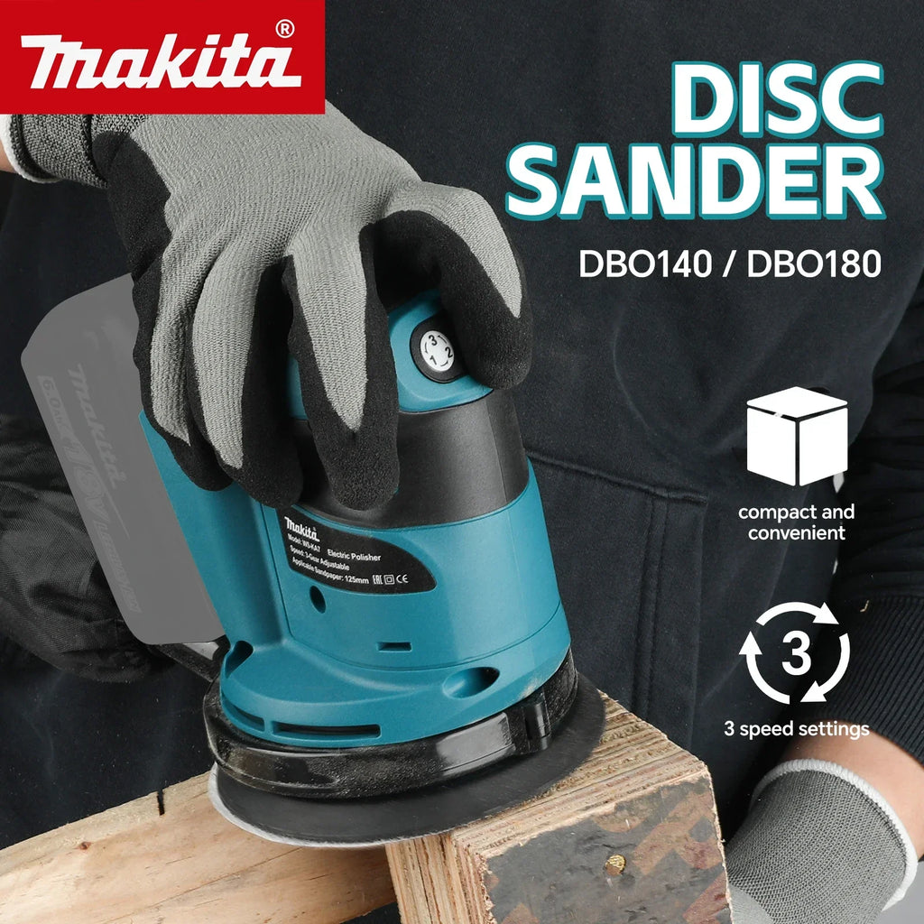 Makita DBO180Z 18V Brushless Cordless Rechargeable Disc Random Orbital Sander Woodworking Sanding Putty Polishing Bare Tool