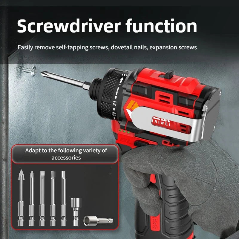 SUMAIWEI Brushless Electric Drill Cordless Knockable Driller Driver 80N.m 18V Screwdriver Li-ion Battery Electric Power Tools