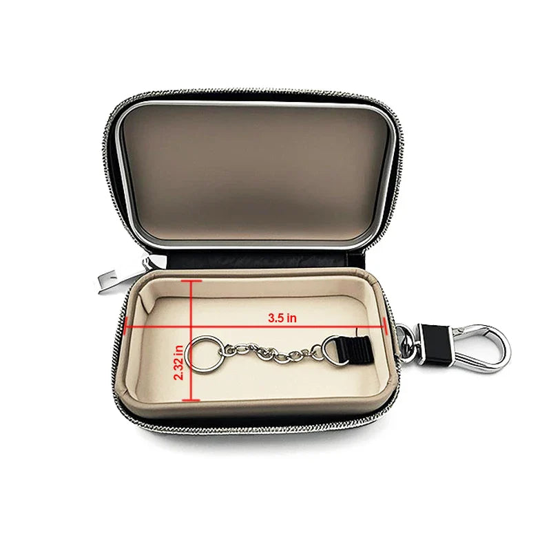 Car Key Signal Blocker Case Faraday Box Anti-Hacking Anti-Theft Key Fob RFID Signal Blocking Bag PU Leather Pouch Case Blocker