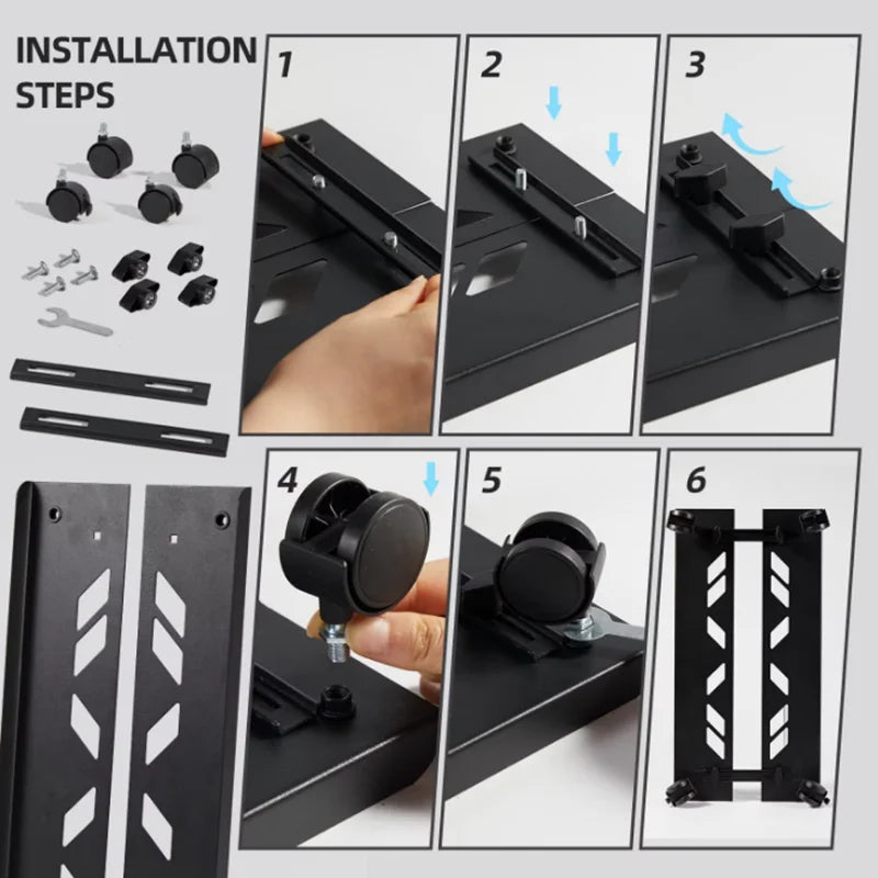 Mobile CPU Stand, Steel PC Tower Stand CPU Holder with Rolling Caster Wheels, Computer Tower Stand Fits Most PC for Home Office