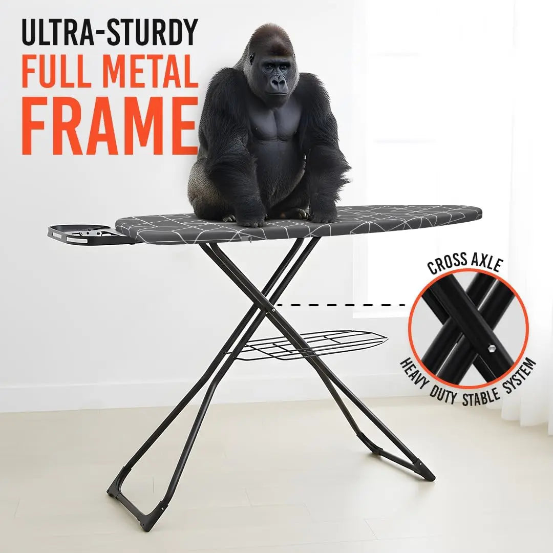 360° Rotating Dual-Sided Torso-Shaped Ironing Board with Adjustable Height, Detachable Holder & Garment Clips