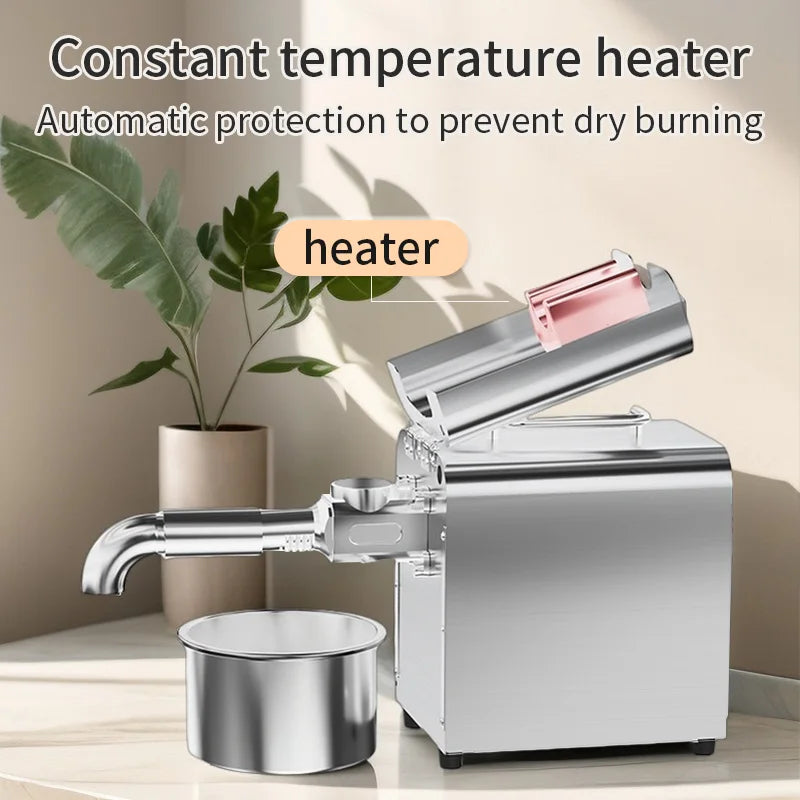 Electric Oil Press Machine,Cold/Hot Press for Home Use Automatic Oil Extractor for Peanut/Sesame/Sunflower Seeds,Stainless
