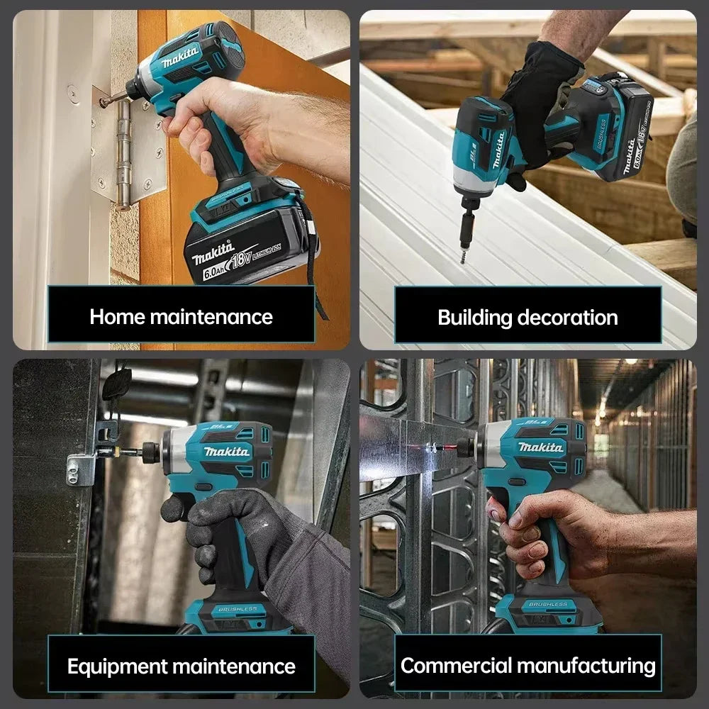 2025 Makita DTD173 bule 18v Brushless Lithium-ion Impact Driver Power Tool Multifunctional Tool, Drill Bit, Power Tool