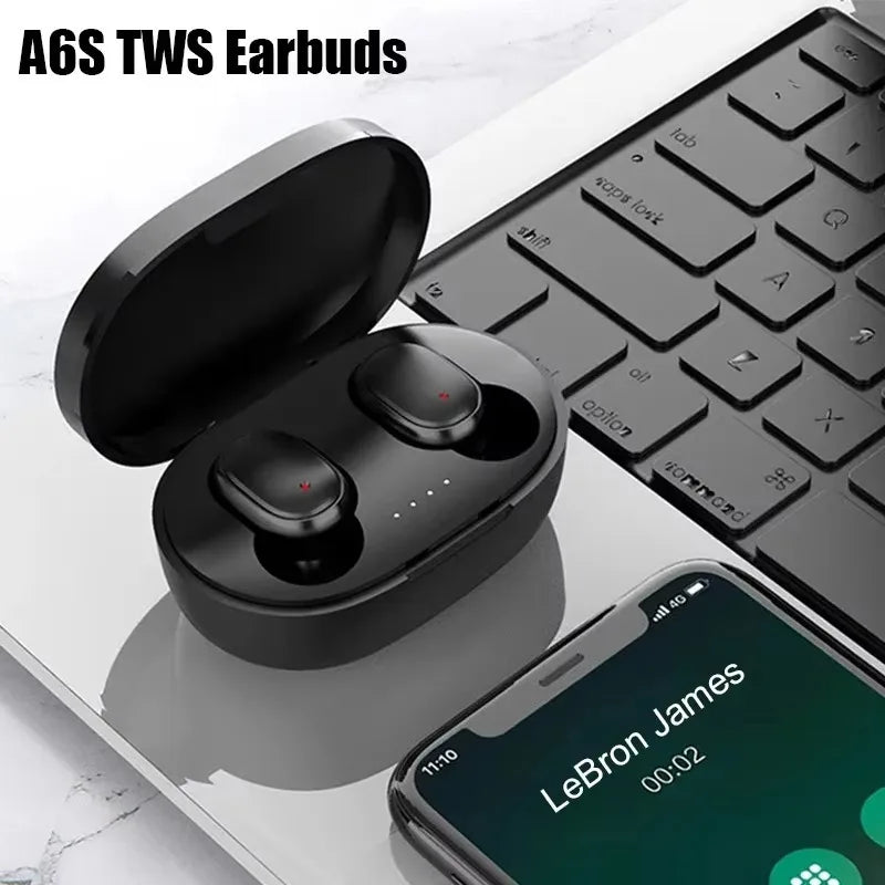 Original A6S TWS Wireless Bluetooth Headset with Mic  Earbuds Bluetooth Headphones
