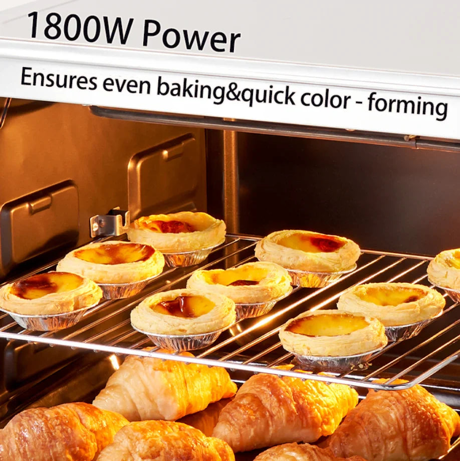 SUNATUR Home Electric Oven 40L 1800W Convection Hot Air Circulation Oven Multifunctional Pizza Cake Bread Baking Machine