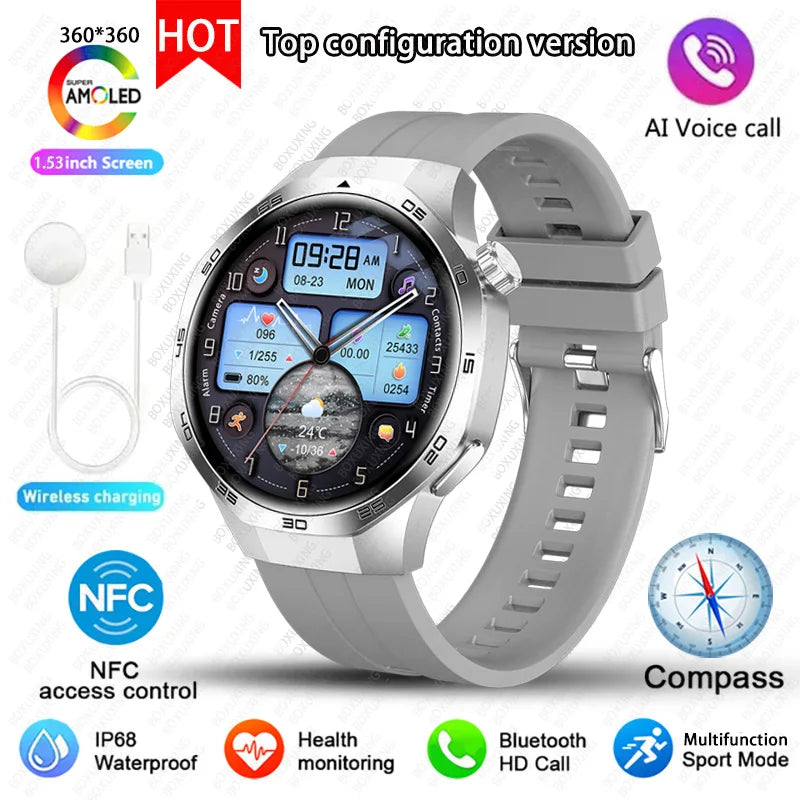 2025 New BOXUXING Watch 5 MAX Smart Watch AMOLED Screen NFC GPS Tracker Bluetooth Call Health Waterproof Smartwatch Men Women
