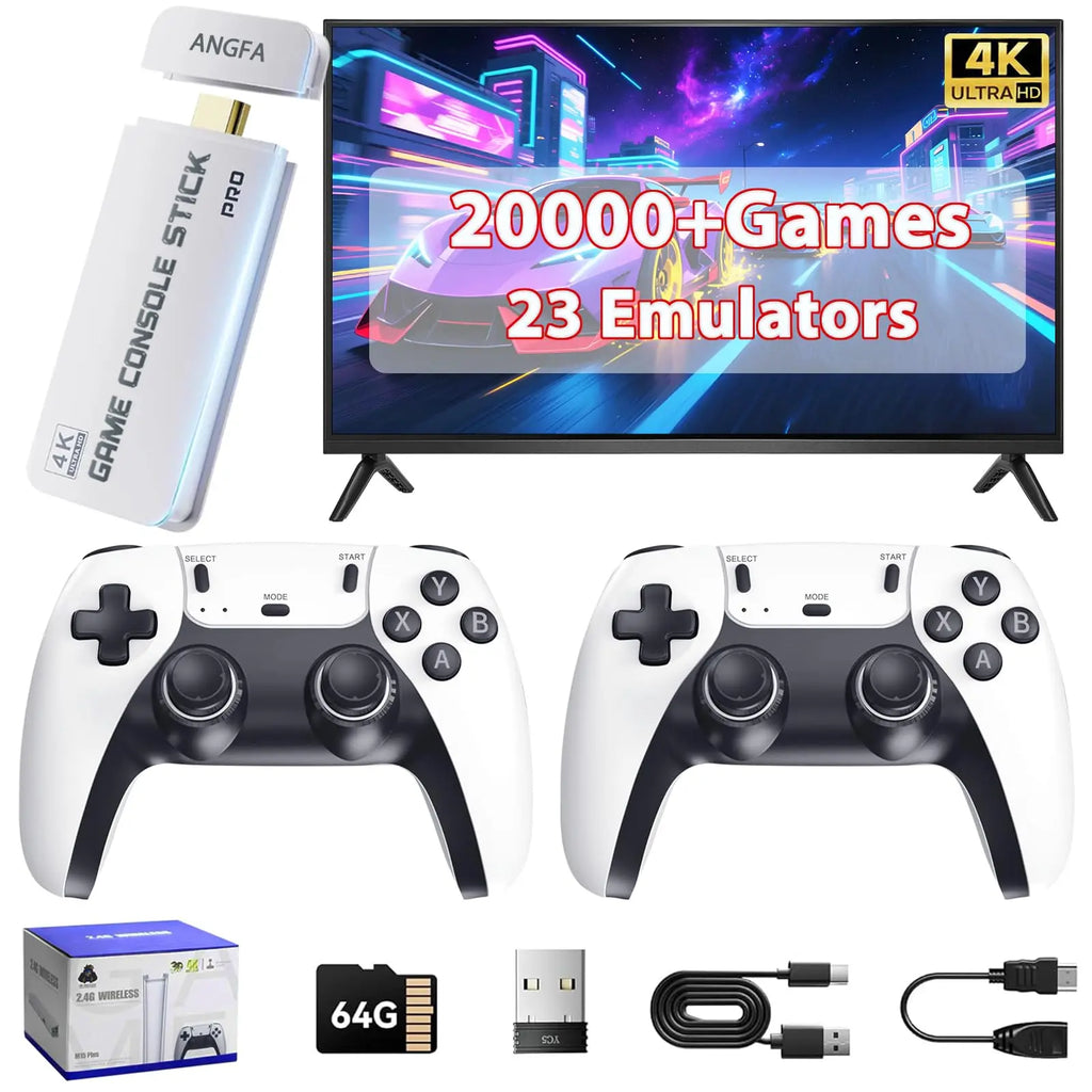 M15 Retro TV Game Console 2.4G Wireless Dual Controller 4K Game Stick 64GB 20000 Retro Games Retro Game Family Gift