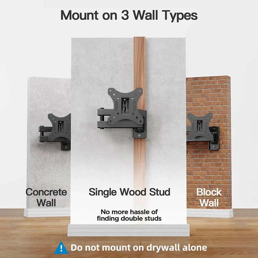 Adjustable TV Mounts Wall Mount Bracket Supports 10"-32" LED/LCD TVS,Holds Up to 10kg, VESA 100*100, Home Office Use TV Stand