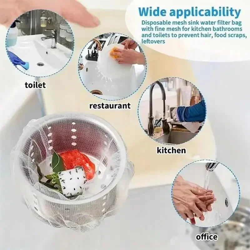 100/500pcs Disposable Sink Filter Mesh Bags Kitchen Sink Strainer Drain Hole Anti-blocking Garbage Bag Cleaning Strainers Net