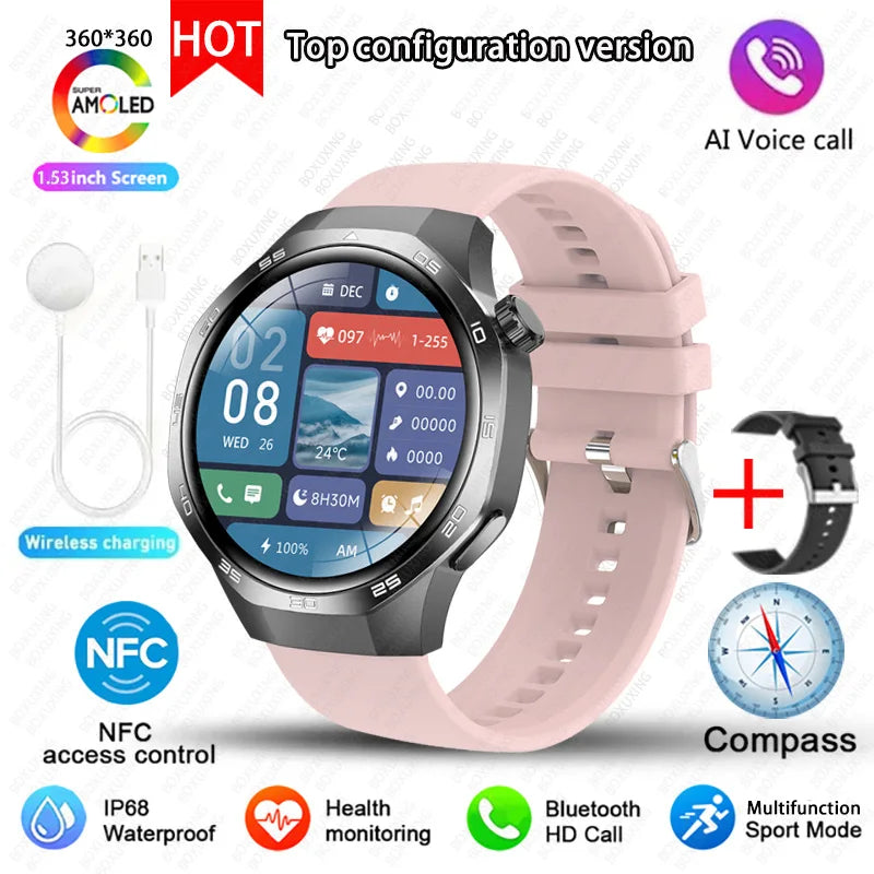 2026 New BOXUXING Watch 5 MAX Smart Watch HD AMOLED Screen NFC GPS Tracker Bluetooth Call Health Waterproof Smartwatch Men Women