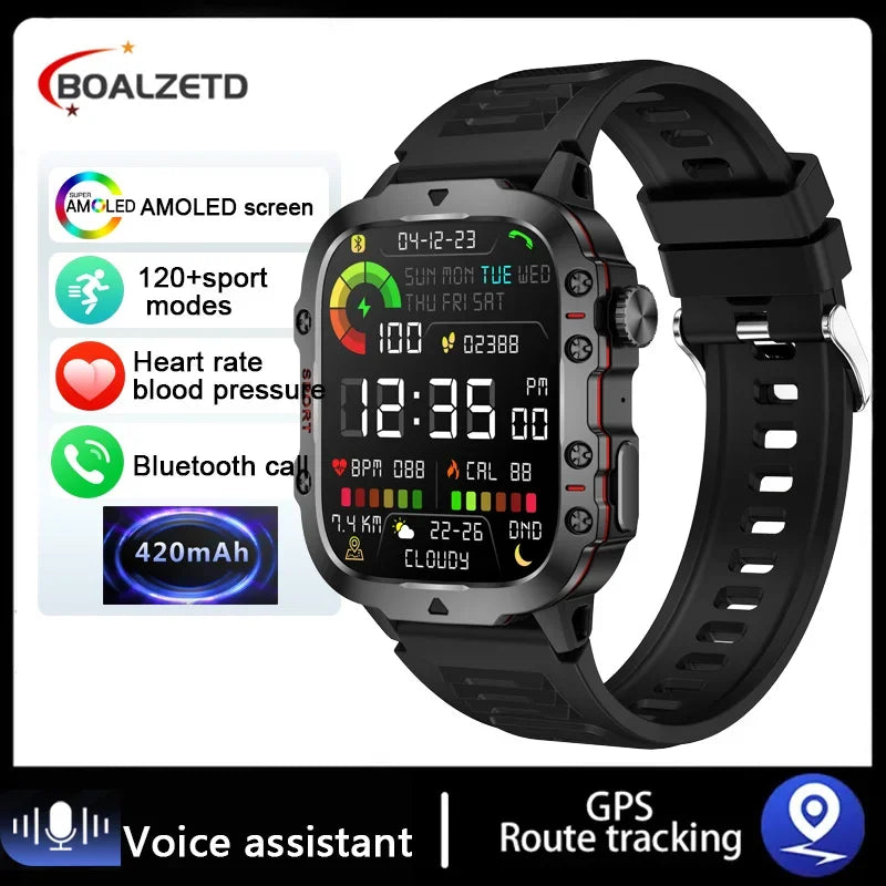 2025 New Military Smart Watch Men IP68 5ATM Outdoor Sports Fitness Tracker Health Monitor 1.81Inch BT Call Smartwatch For Men