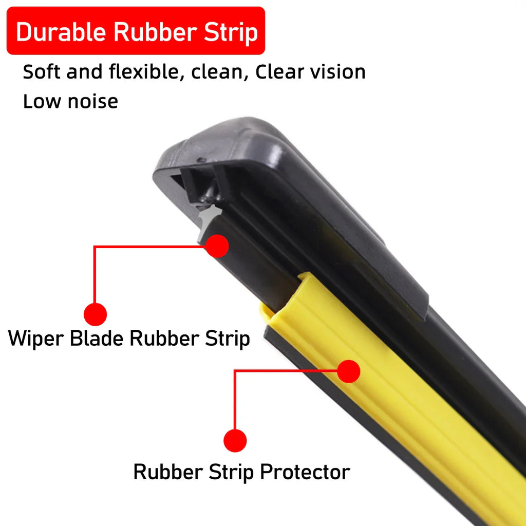 Kcimo 1Pc Front Car Wiper Blades Durable Rubber Soft Frameless Bracketless Brushes Windshield Windscreen Window Accessories