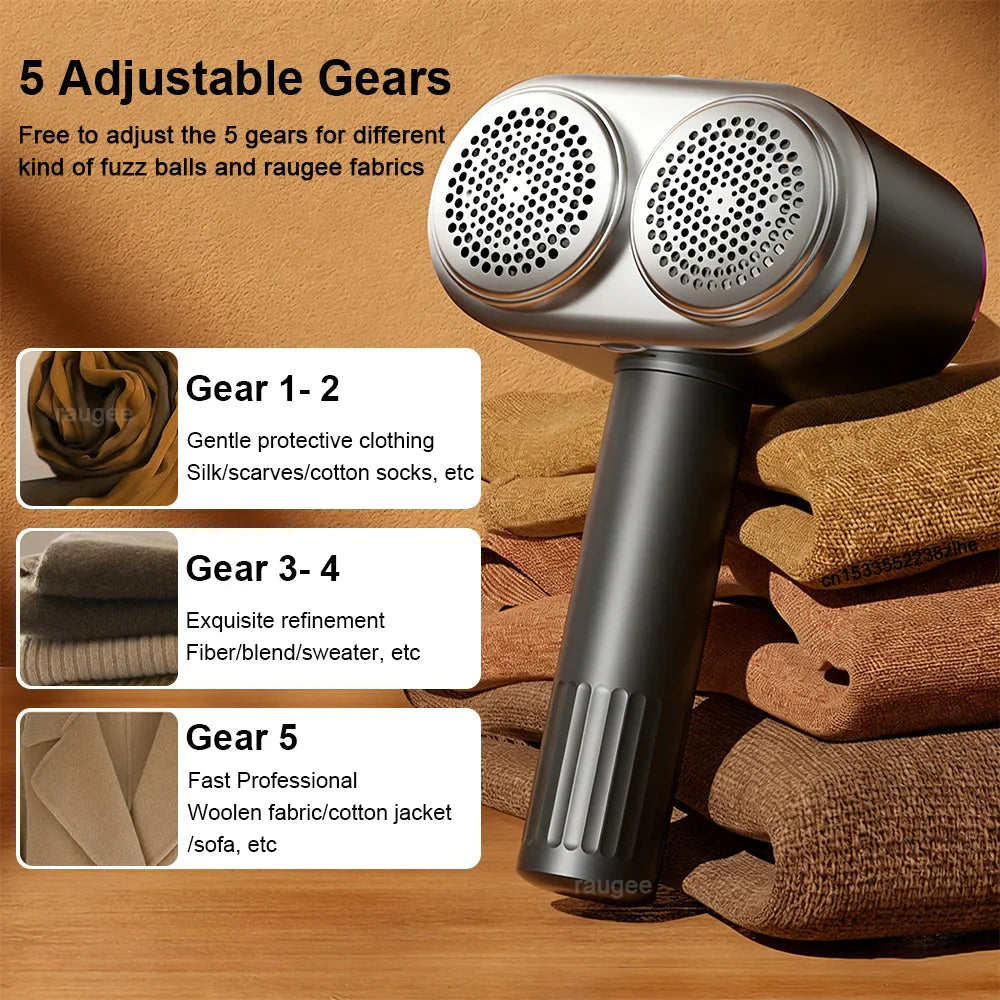 Lint Remover Double-Head Efficient Fuzz Removal USB Rechargeable Portable Sweater Hair Ball Lint Trimmer Clothes Fabric Shaver