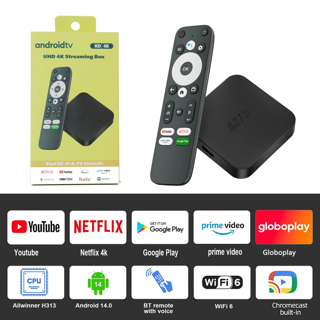 4K Ultra HD Smart TV Box U16 Android 11.0 Allwinner H313 2GB RAM 16GB ROM with Dual Band WiFi for High Speed Streaming and Ent