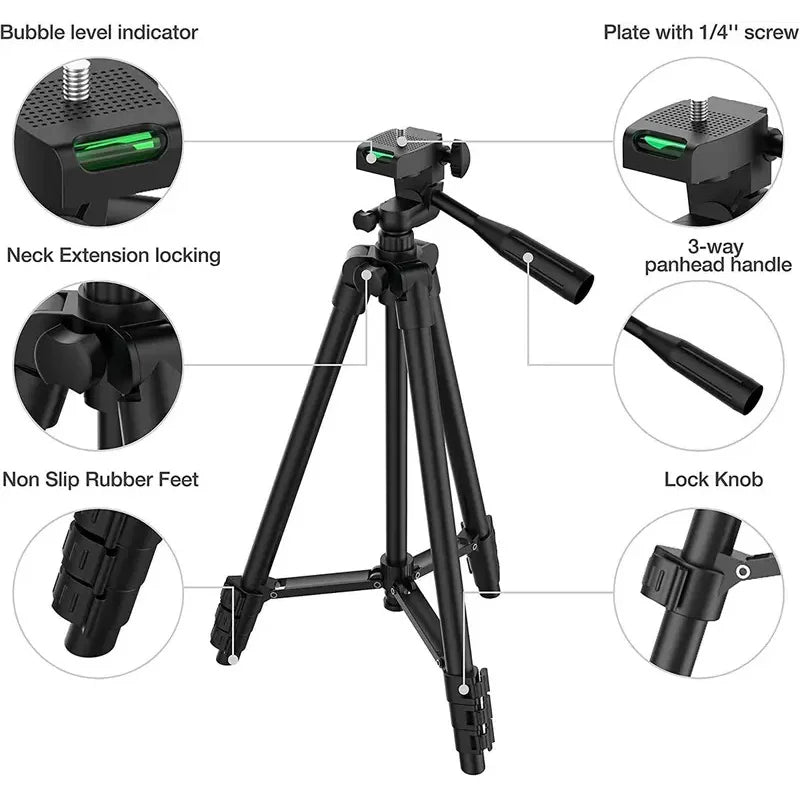 Bluetooth Remote Control Phone Tripod Stand Portable Lightweight Camera Tripod for Stable Video Photography and Mobile Holder