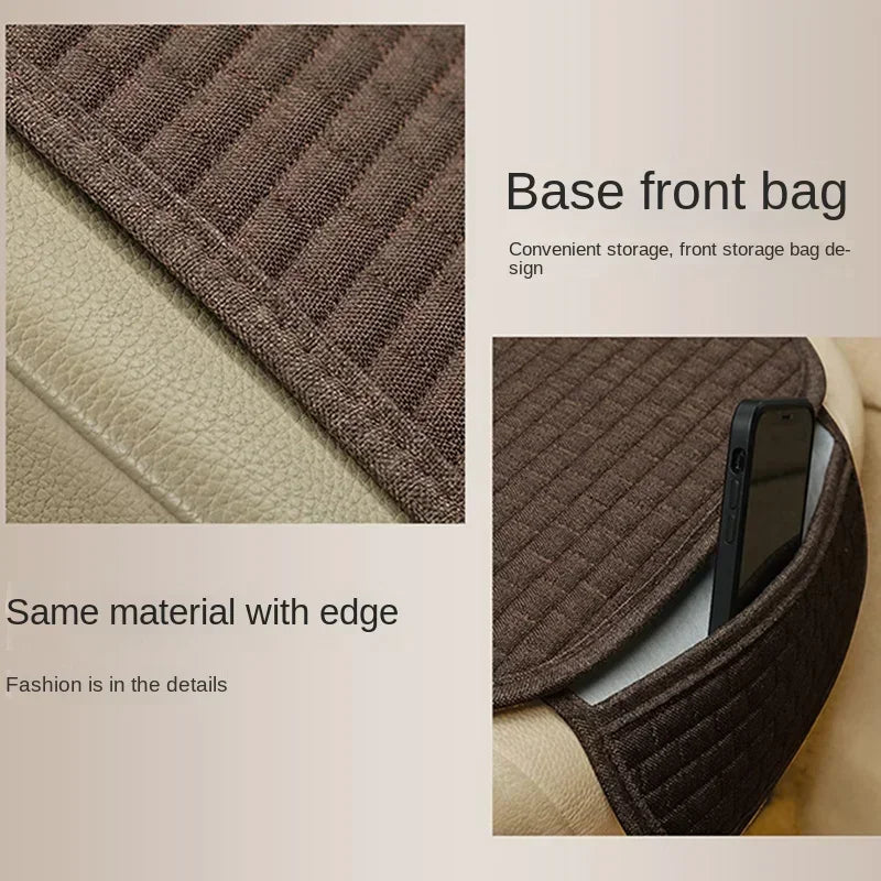 Universal Size Anti-slip Car Seat Cover Car Seat Front Seat Protector Cushion Linen Fabric Car Accessories No Backrest