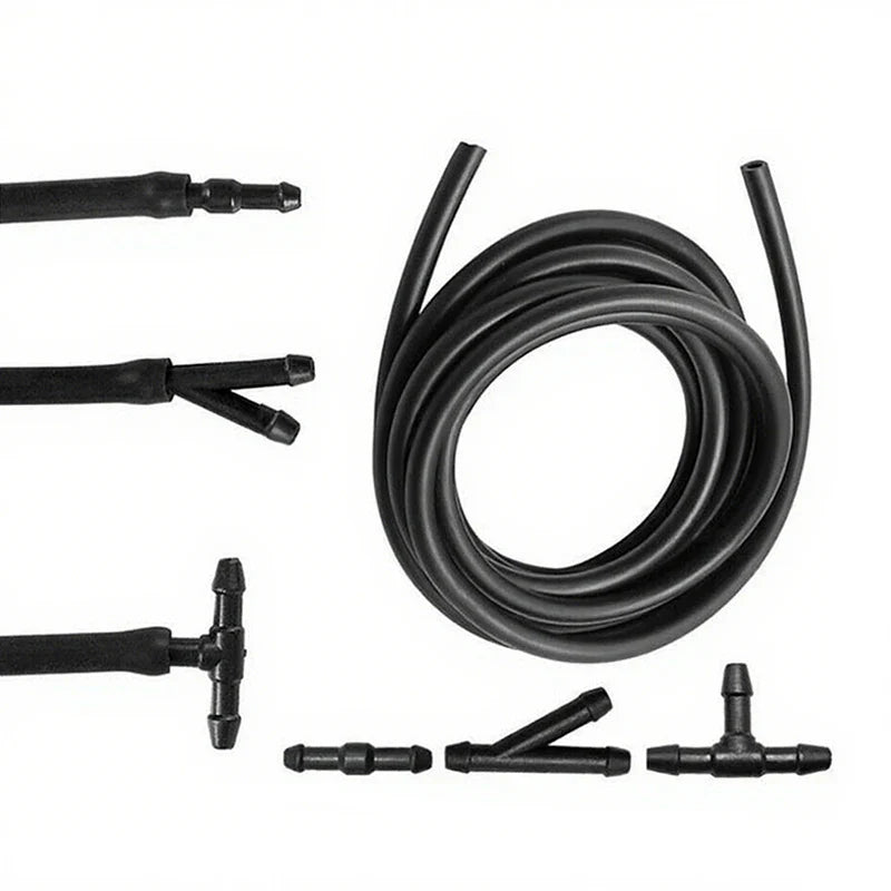 5pcs/Set 2m Car Windshield Washer Hose Automotive Wiper Blade Pipe Windshield Jet Spray Wiper Nozzle Water Hose Fluid Tube