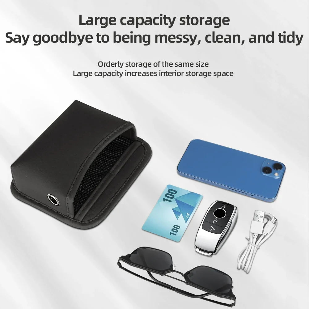 Universal Car Organizer Pocket Bag For Car Storage Box Collecting Bag Cards Phone Key Paste Box Self Adhesive Car Storage Pocket