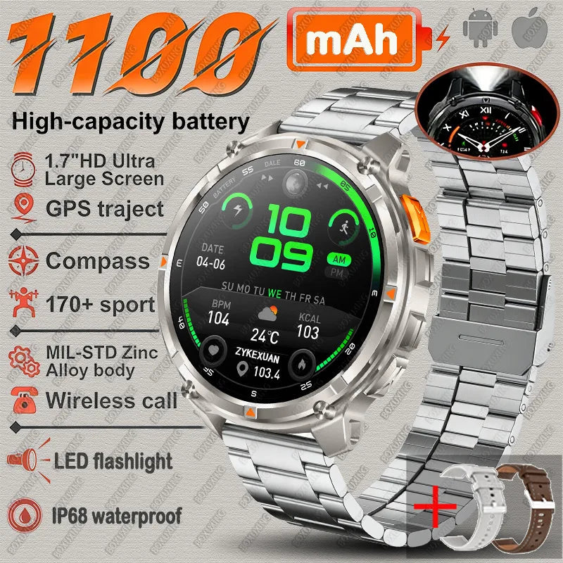 2026 New T-Rex3 Pro GPS Tracker Smartwatch Men 120-Day Standby 1100mAh Clock Rugged Outdoor Sport 10ATM Waterproof Call Watches