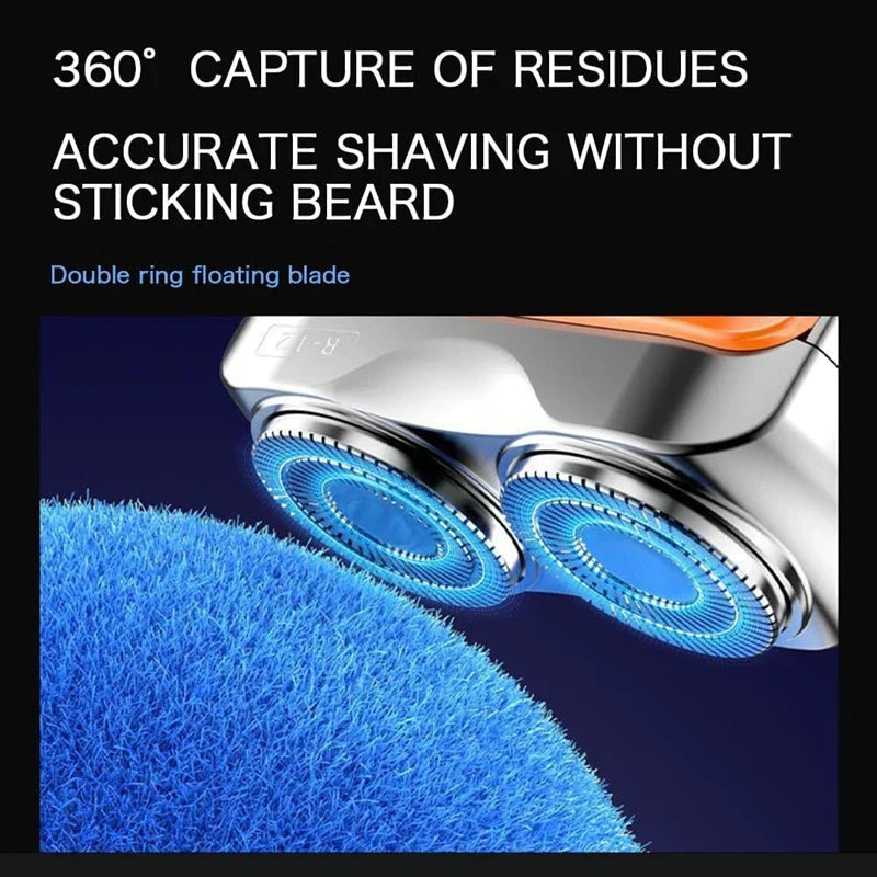Portable Rotary Dual Ring Electric Shaver Men Travel Mini Shaver Double Floating Magnetic Blade Head Rechargeable Pocket Razors