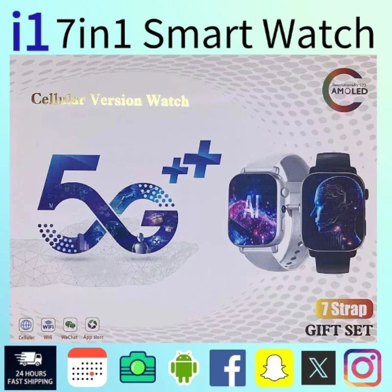New 4G 5G smartwatch I1 Wifi GPS 1.99 inch HD screen HD dual camera SIM card APP download Sport Android Men Women Smartwatch