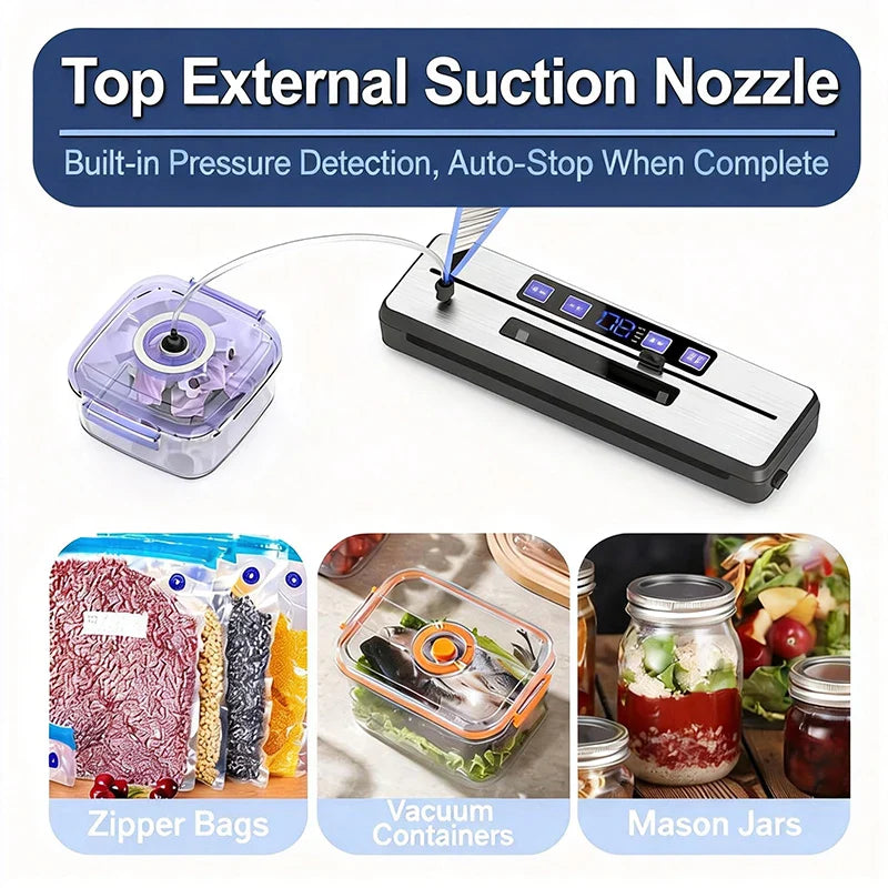 Home Vacuum Sealer Machine with Dual Pump & Dual Seal Built-in Bag Cutter Automatic Food Sealer with External Vacuum System