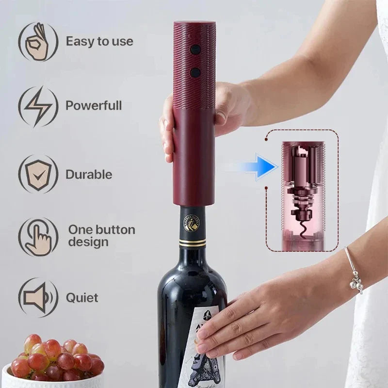 HOMEFISH Electric Wine Bottle Opener Automatic Red Wine Corkscrew Rechargeable Wine Opener One-click Button Wine Tools