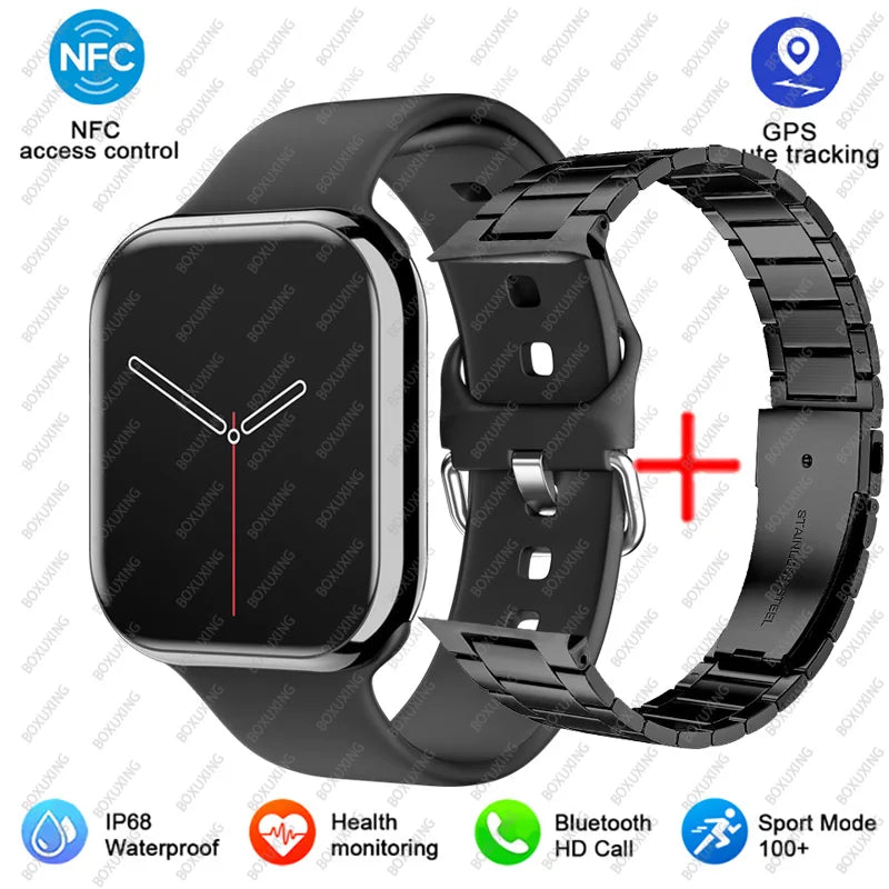 2025 AMOLED 2.05" HD Screen Smart Watch Women Series 8 Custom Dial 500+ Wireless Charging Men Smartwatch NFC GPS Tracker Watch 9