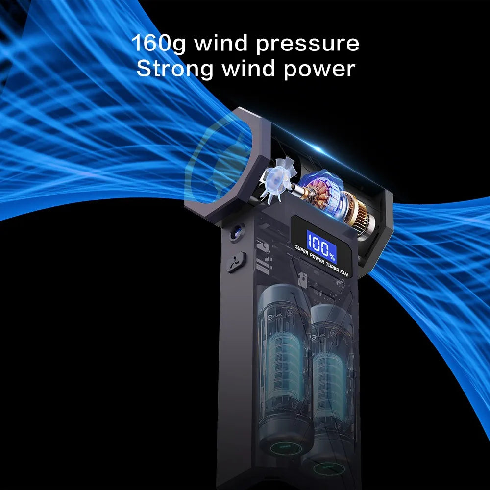 P70 Turbo Fan 160g Wind Pressure Powerful Turbo Air Blower With LED Lights Wireless Dust Blower High Speed Jet Blower Vacuum
