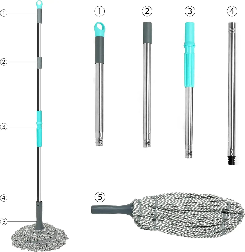Self-Wringing Twist Mop with 52.5 Inch Handle for Hardwood, Tile & Laminate Floors