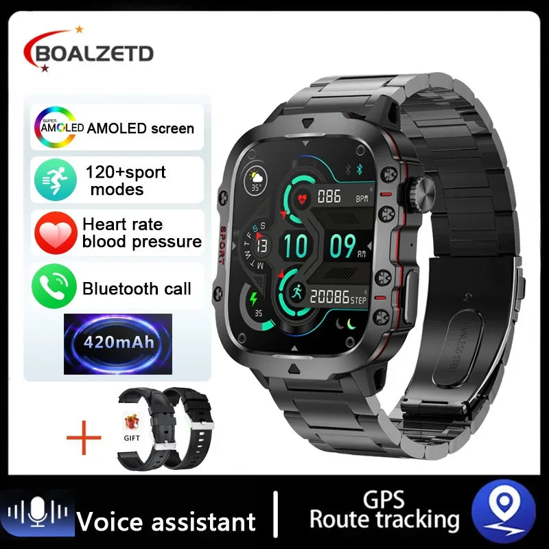 2025 New Military Smart Watch Men IP68 5ATM Outdoor Sports Fitness Tracker Health Monitor 1.81Inch BT Call Smartwatch For Men