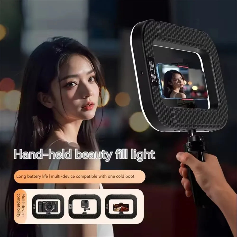 2025 New Handheld Ring LED Rechargeable Fill light Portable Mobile Phone Live Broadcast selfie Photography with phone clip