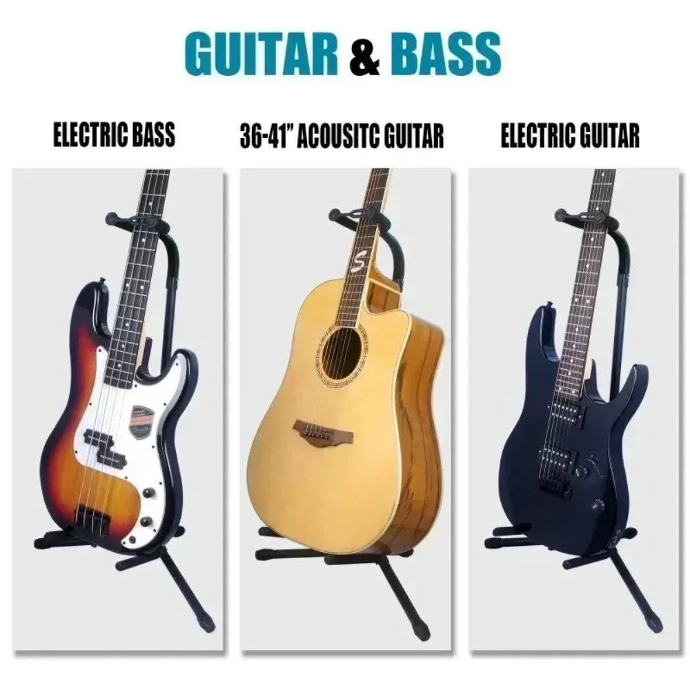 Folding Adjustable Instrument Stand Guitar Rack Instrument Display Stand Bass, Acoustic, Classical, and Electric Guitar Support