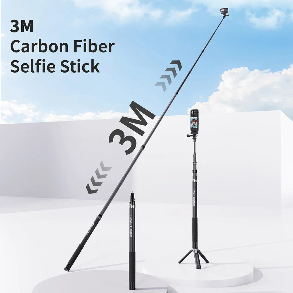 3M Invisible Selfie Stick for Insta360 X5/X4/Ace Pro 2 Adjustable Extension Pole Carbon Fiber Extended Monopod Camera Accessorie