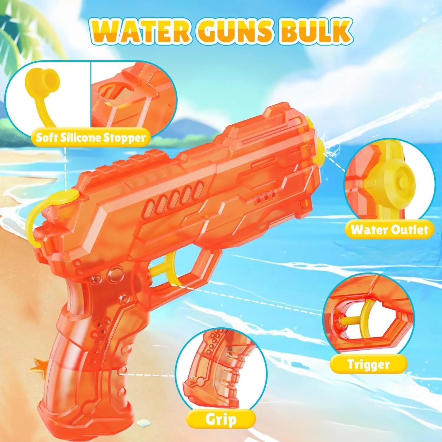 Kids Water Gun Toy Set, 2 Pack Super Soaker Blaster for Pool Beach Outdoor Play with Long Range