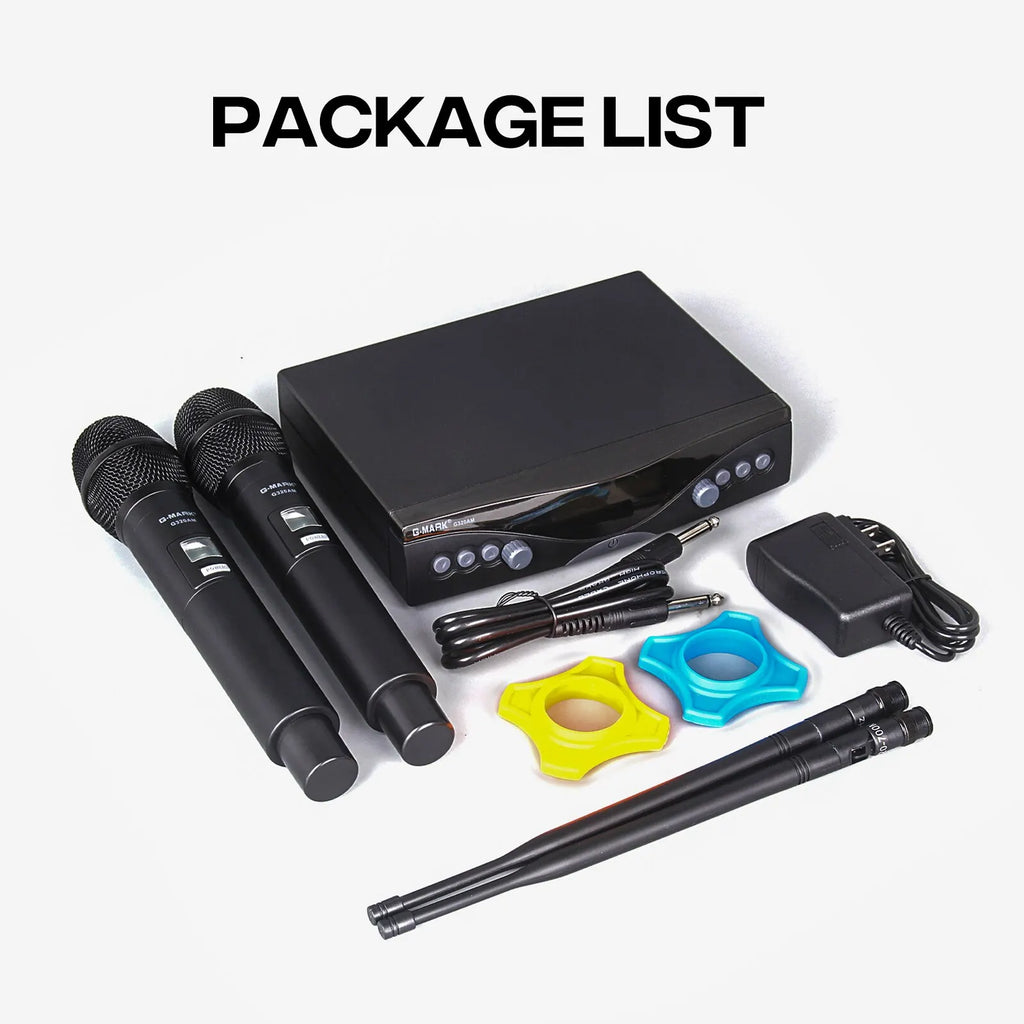 Wireless Microphone G-MARK G320AM Professional UHF 2 Channels Karaoke Mic Handheld Automatic Frequency Adjustable 100M