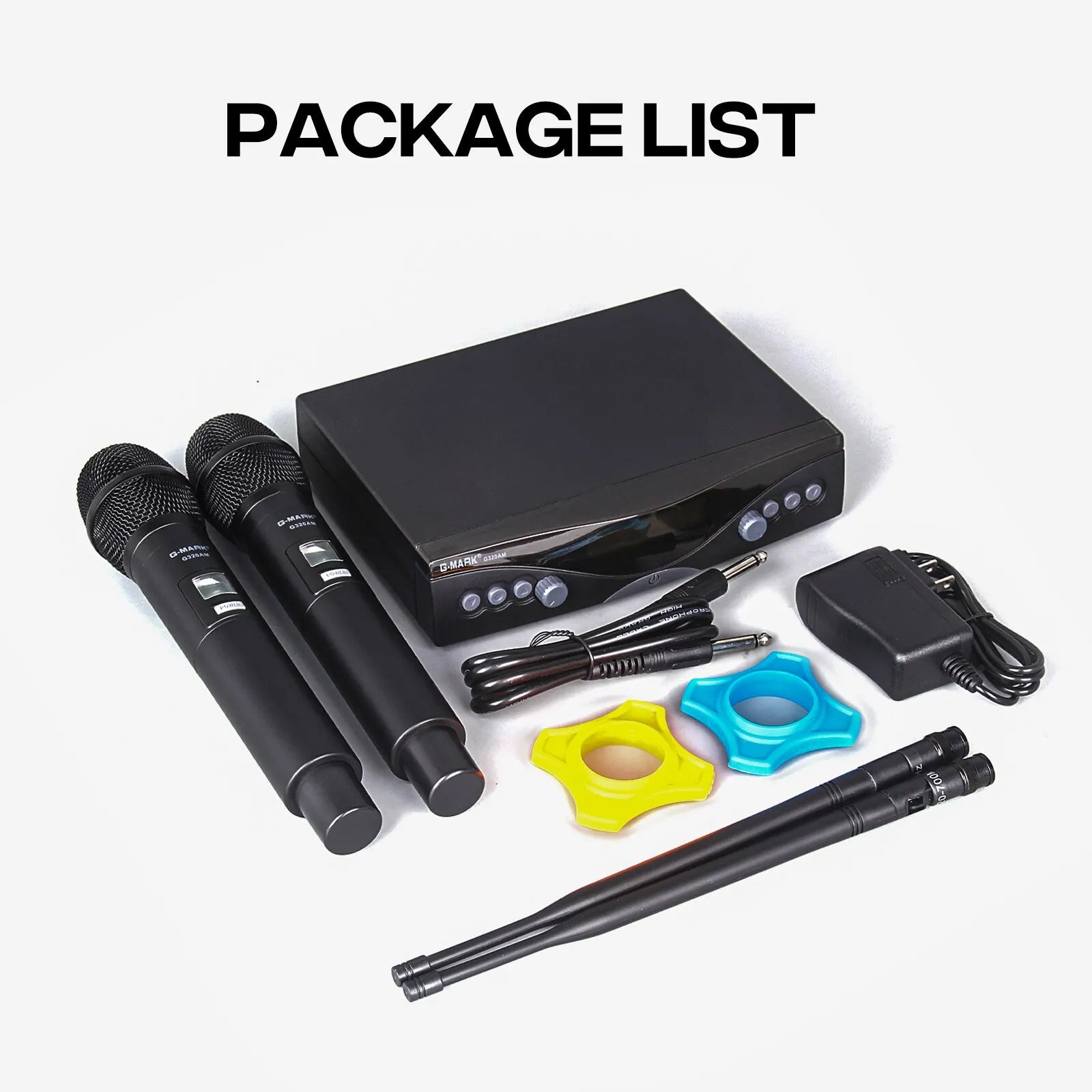 Wireless Microphone G-MARK G320AM Professional UHF 2 Channels Karaoke Mic Handheld Automatic Frequency Adjustable 100M