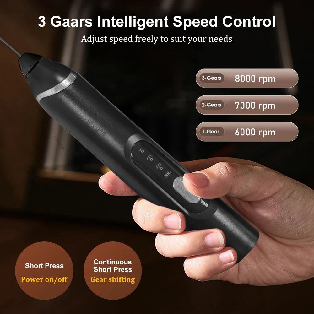 Mini Milk Frother Rechargeable Handheld Milk Foam Machine Automatic Rotary Blender for Coffee Latte Cappuccino Maker Milk Foamer