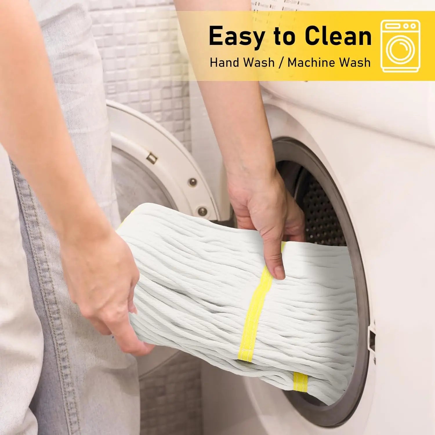 Heavy Duty Cotton String Wet Mop with Stainless Steel Handle for Commercial and Home Cleaning