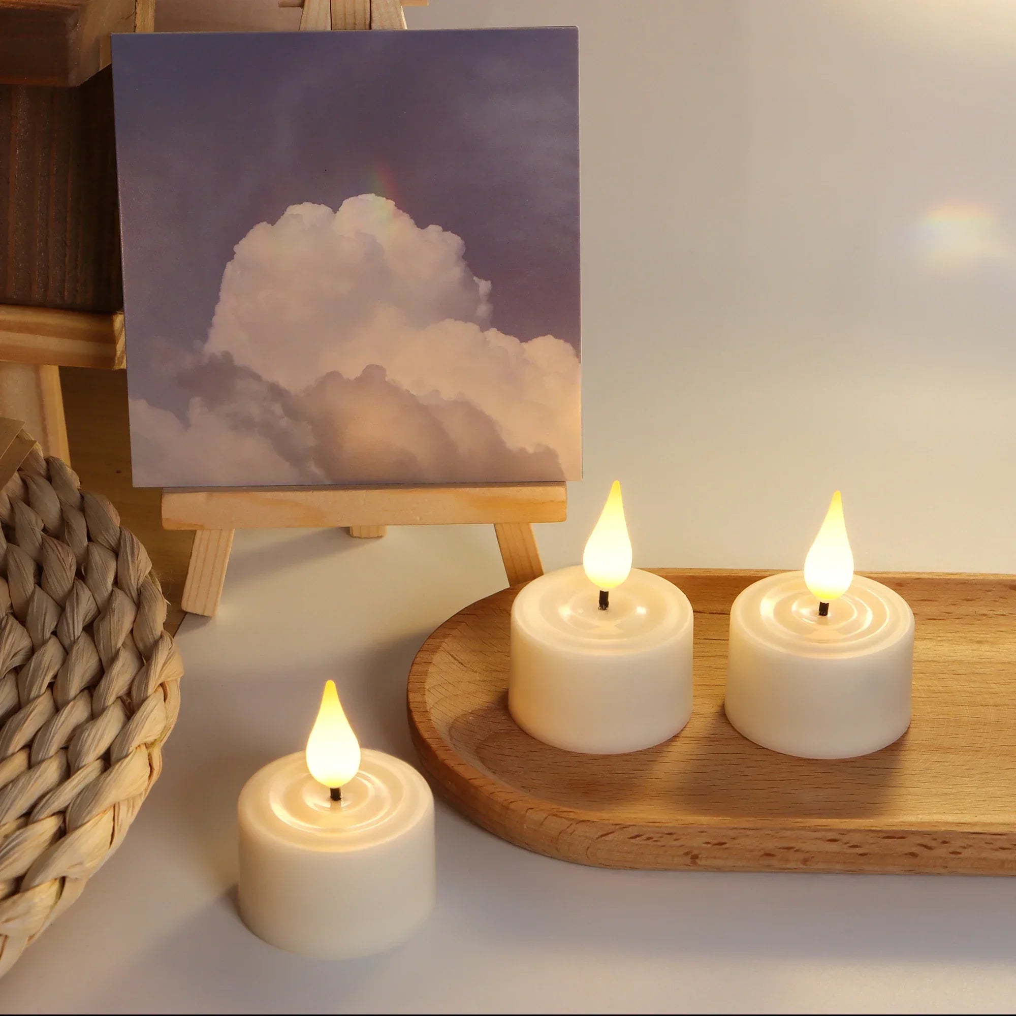 LED Candle Light Rechargeable Tea Lights Flameless Candles Led Light Timer Remote With Black Cups For Wedding Home Decor  Lamp