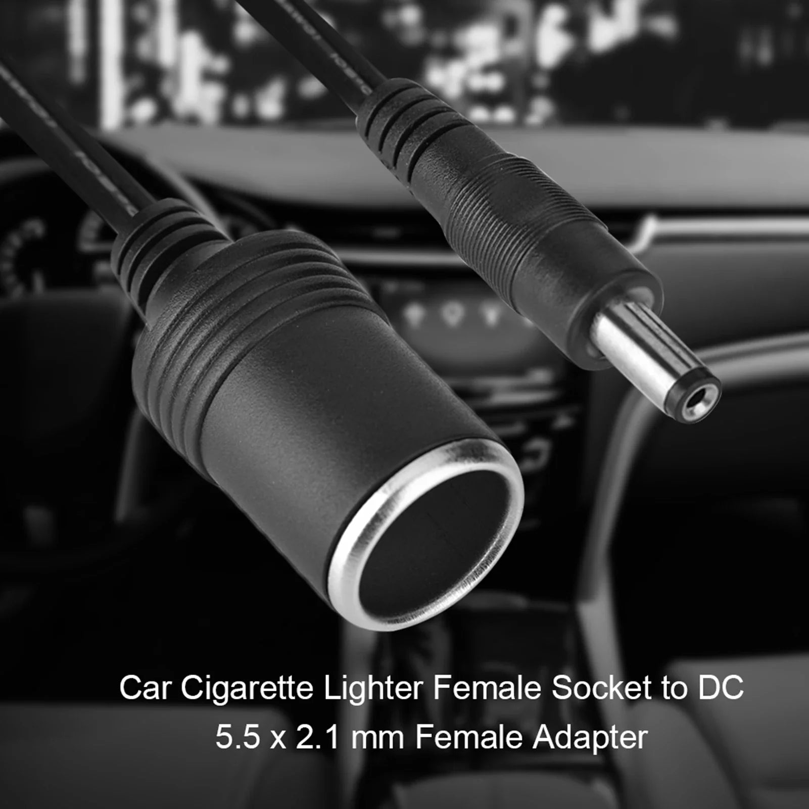 DC 5.5 x 2.1mm Female Plug to Car Cigarette Lighter Female Socket Power Supply Cable